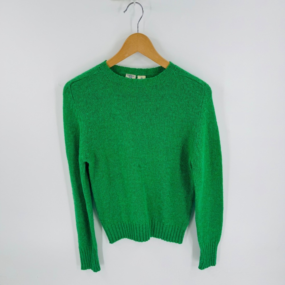 JG Hook British Shetland Wool Sweater Green Size‎ 36 Vintage St Patricks Day